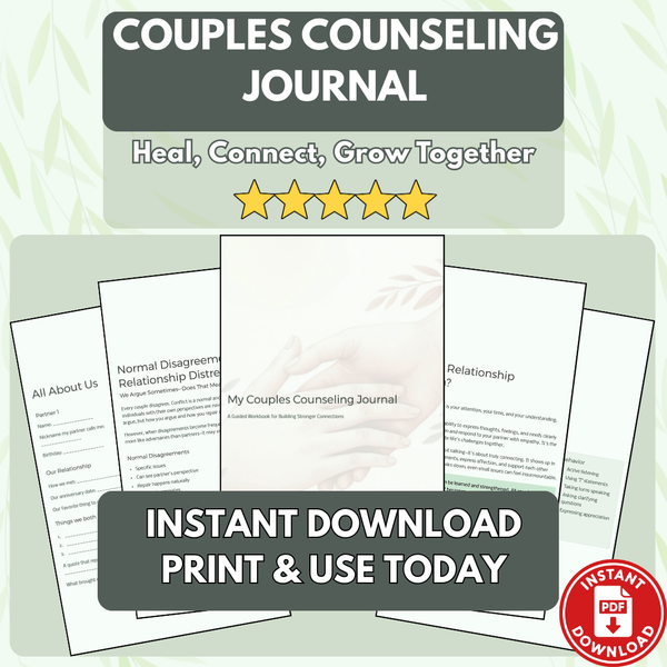 Couple Counseling Worksheet | Building Stronger, Healthier Relationships Together | 17-Page Self-Guided Workbook